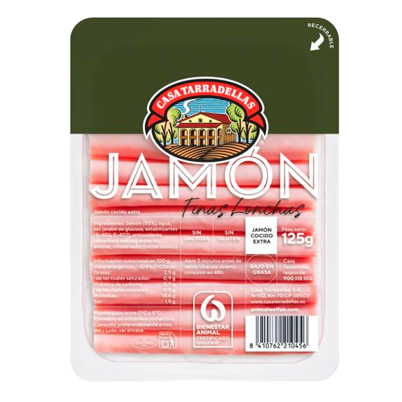 30639 TARRADELLAS JAMON COCIDO 125GR