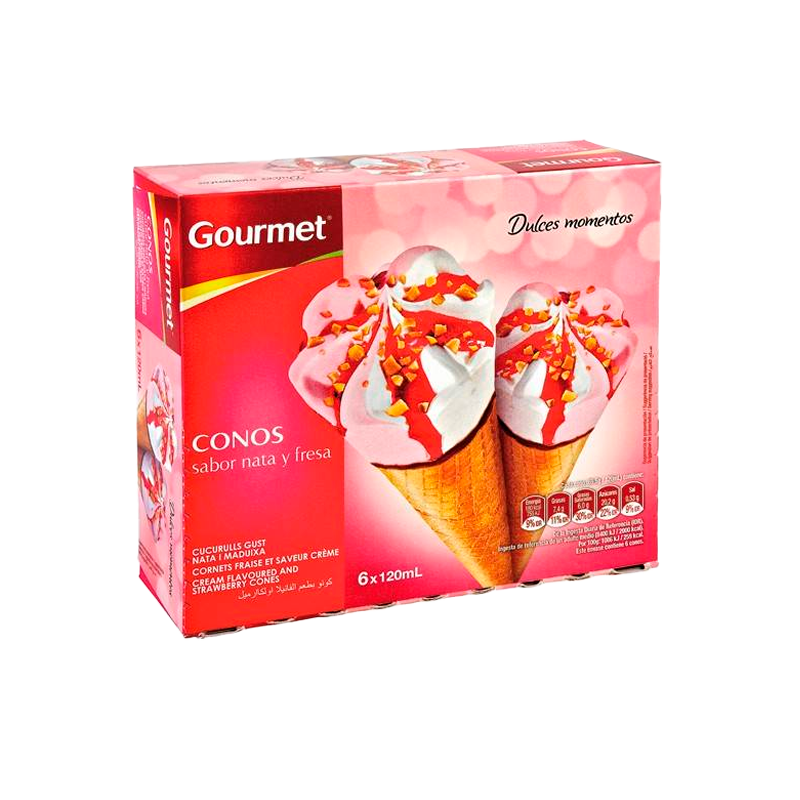 32389 CÔNE DE GLACE GOURMET CRÈME GLACÉE.FRAISE 6UND