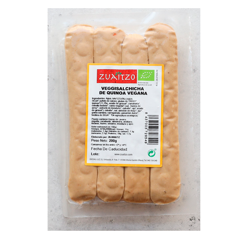 33716 ZUAITZO VEGANISTISCHE WORST MET QUINOA 200GR. BIO