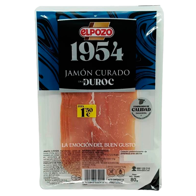11850 EL POZO SEL. JAMON CURADO 80GR