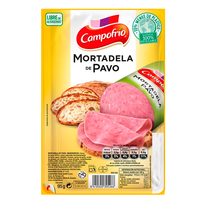 25039 CAMPOFRIO MORTADELA PAVO EN LONCHAS 95GR