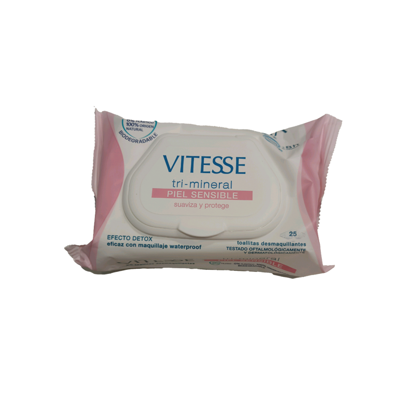 32129 VITESSE TRI-MINERAL SENSITIVE SKIN WIPES 25 PCS.