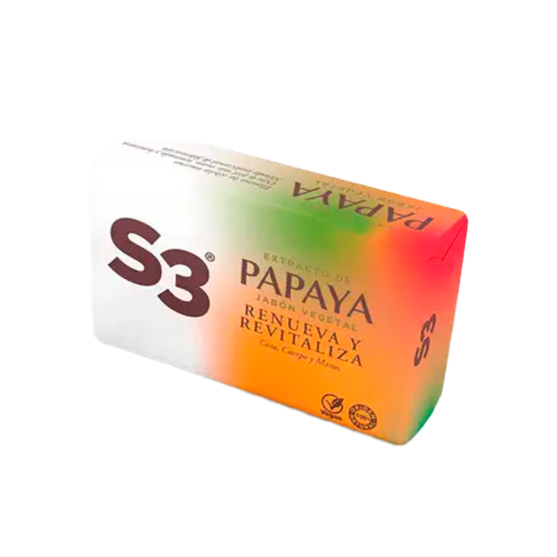 34739 S3 PASTILLA JABON PAPAYA 125GR