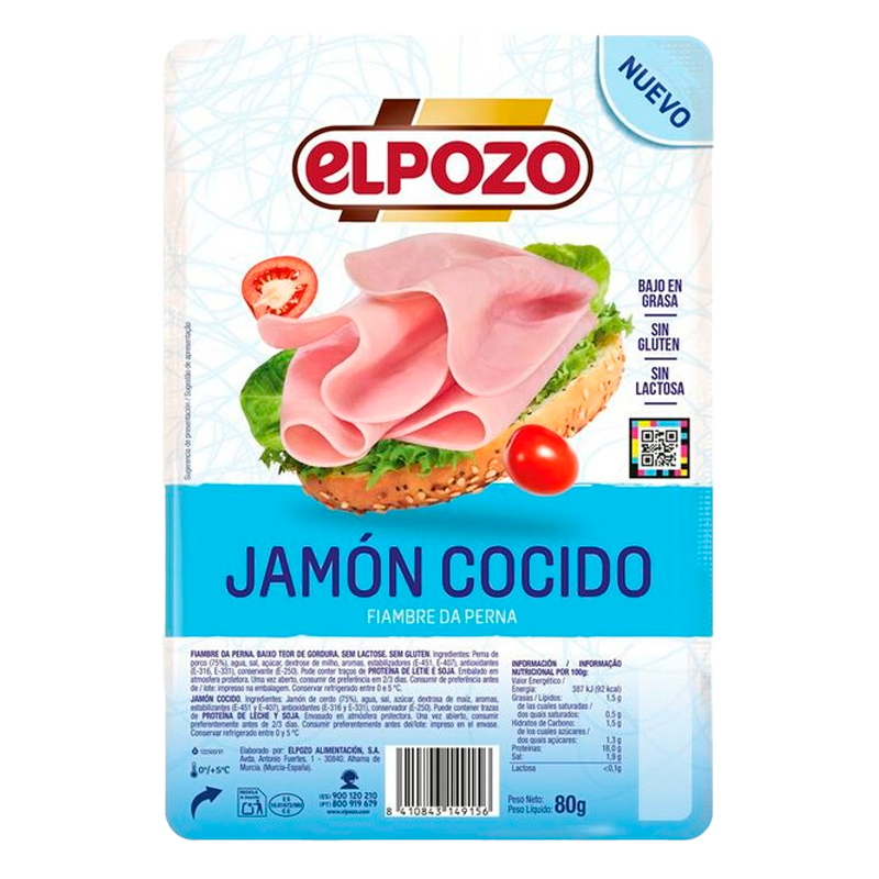 35062 EL POZO JAMON COCIDO MAS JUGOSO 80GR