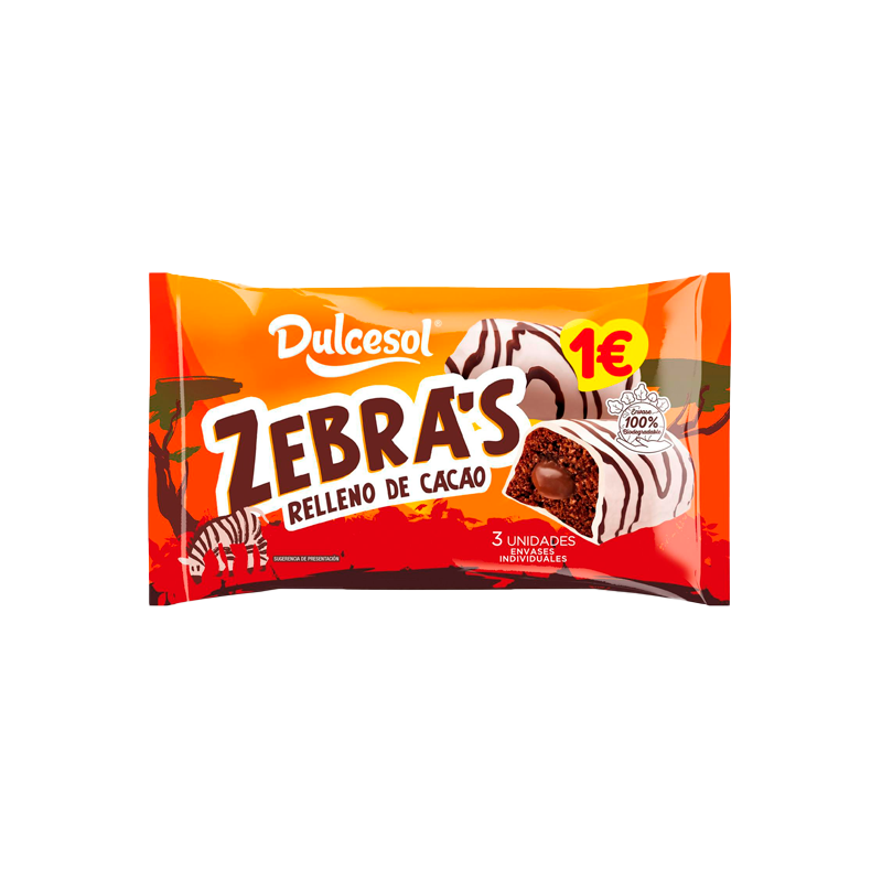 9749 DULCESOL ZEBRAS GEFÜLLT MIT KAKAO 120G