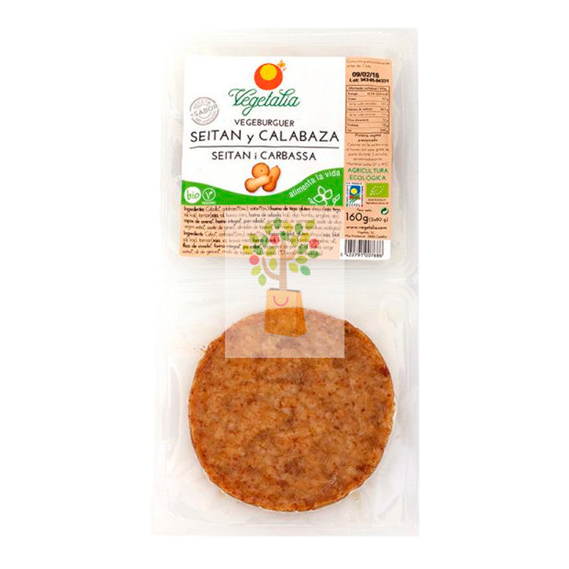 36441 VEGETALIA VEGEBURGUER SEITAN Y CALABAZA BIO 160GR