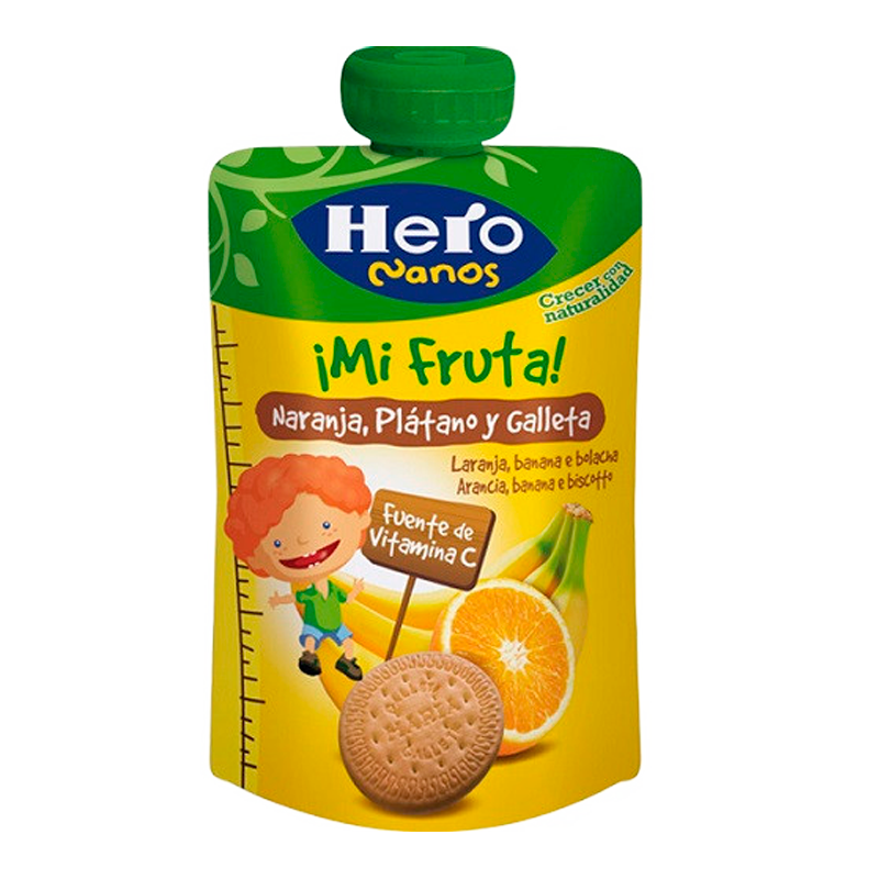 833 HERO NANO NARANJA PLATANO Y GALLETA 100GR