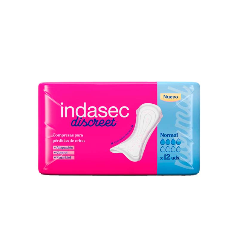 2003685 INDASEC DISCREET SERVIETTES HYGIÉNIQUES NORMALES 12PCS