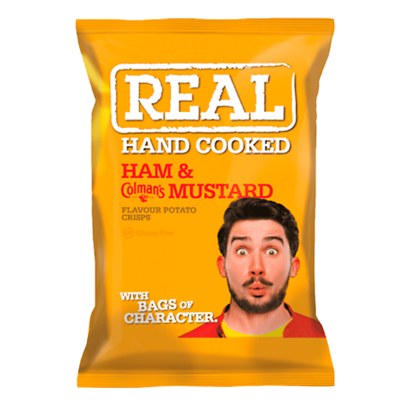 18069 REAL CRISPS POTATOES HAM AND MUSTARD 150 G