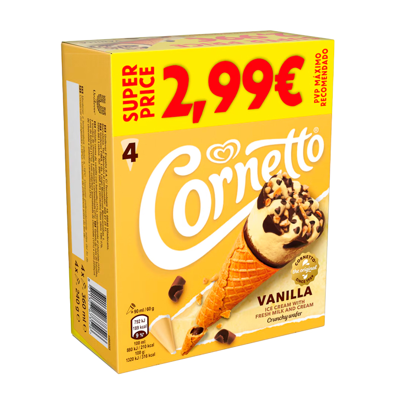 38057 FRIGO CORNETTO VANILLE X4 90ML