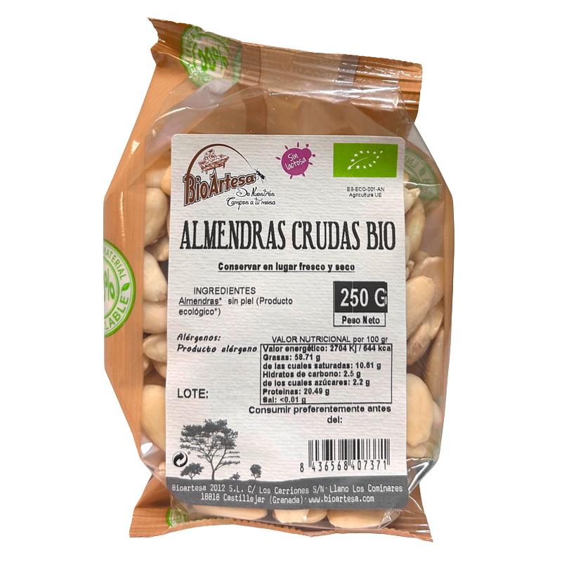 38635 BIOARTESA RAUWE AMANDELEN ZONDER SCHIL 250 G