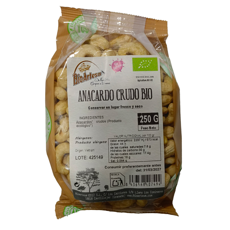 38891 BIOARTESA ANACARDOS CRUDOS BIO 250GR
