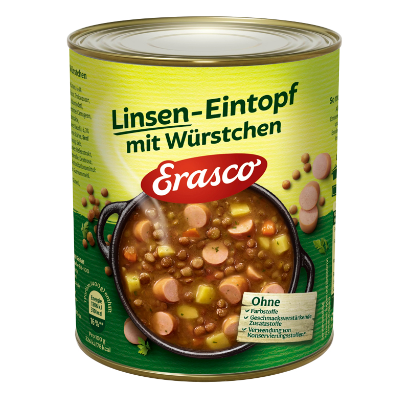 107629 ERASCO LINSEN-EINTOPF 800GR