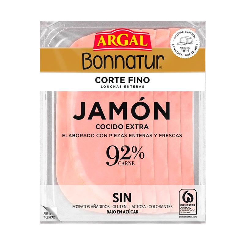 18128 ARGAL BONNATUR JAMON COCIDO EXTRA L.FINAS 175GR