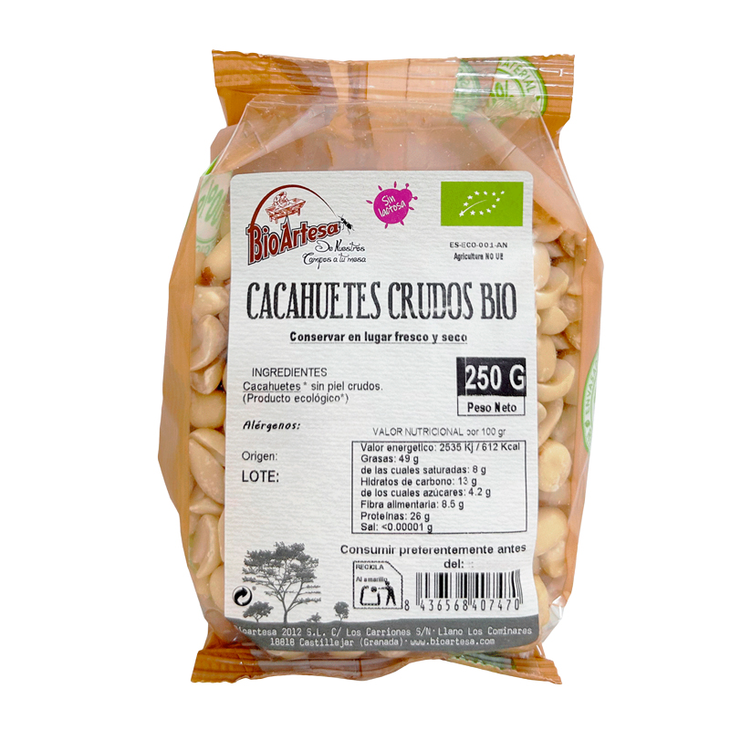 39708 BIOARTESA ORGANIC RAW PEANUTS 250GR